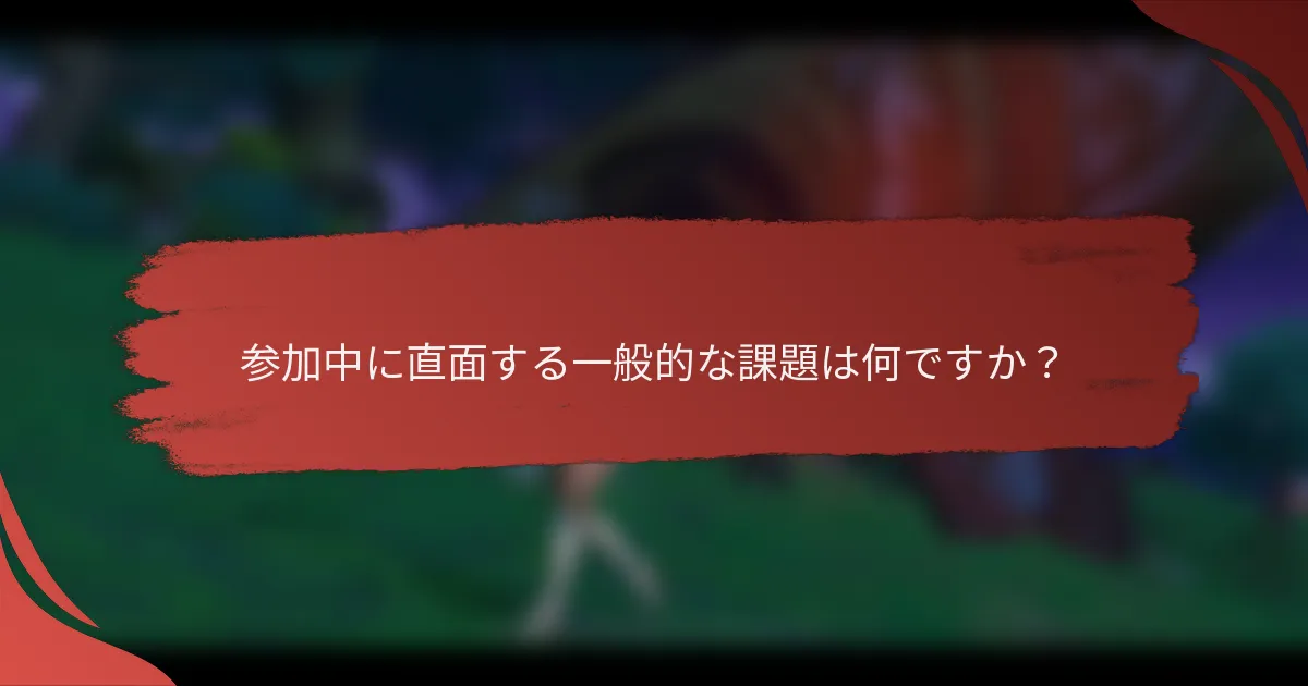 参加中に直面する一般的な課題は何ですか？